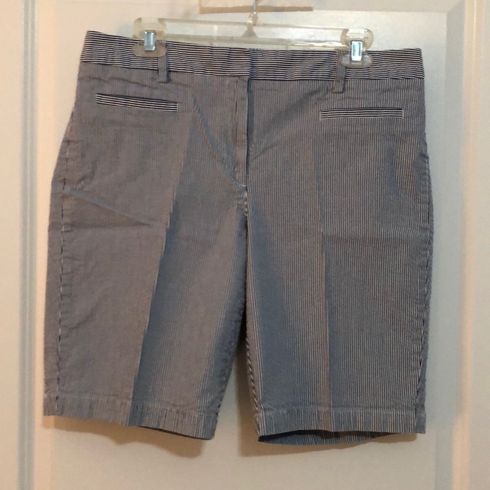Navy & white stripe Lands End shorts.